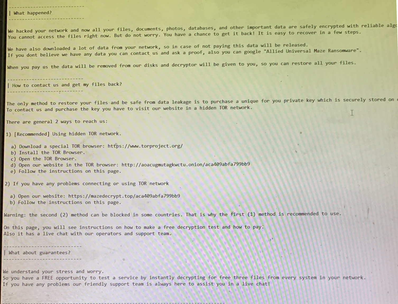 Southwire ransom note