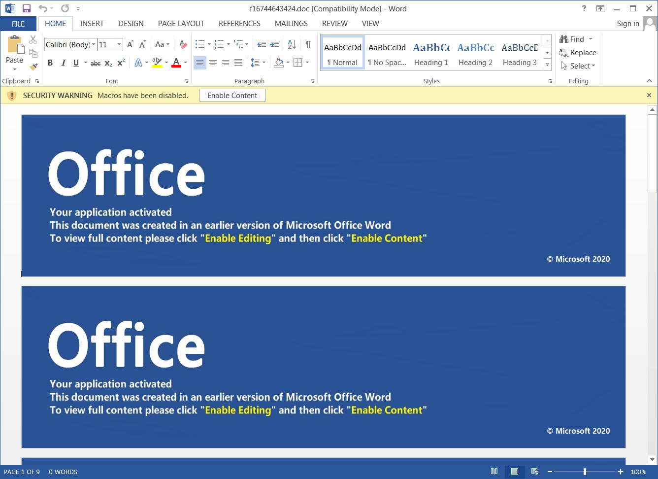Malicious Word document