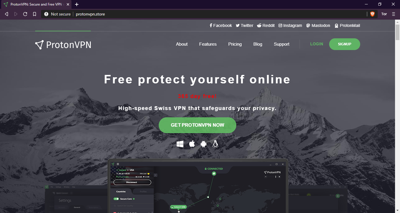 Fake ProtonVPN website