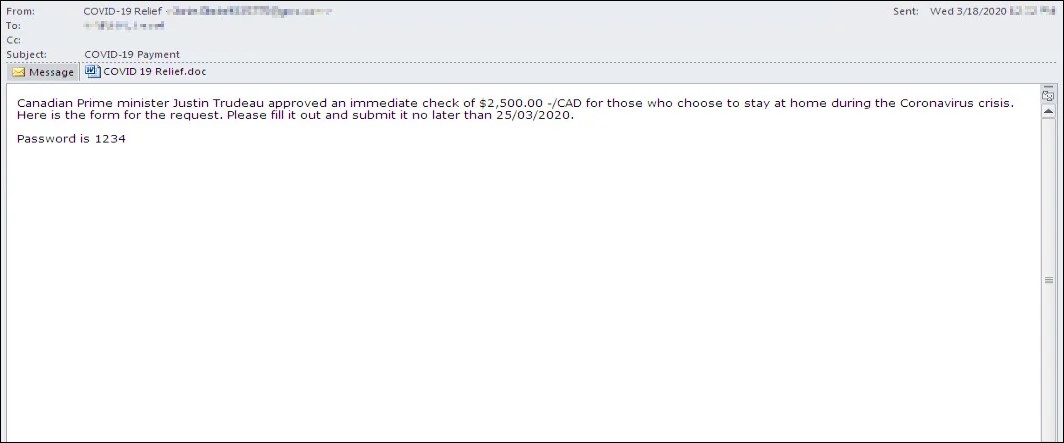 Phishing email sample