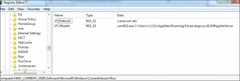 Registry entry created to gain persistence