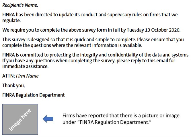 FINRA sample phishing email